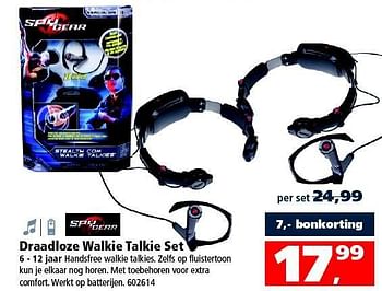 Aanbiedingen Draadloze walkie talkie set - Spy gear - Geldig van 01/11/2014 tot 16/11/2014 bij Intertoys