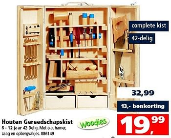 Aanbiedingen Houten gereedschapskist - Woodies - Geldig van 01/11/2014 tot 16/11/2014 bij Intertoys