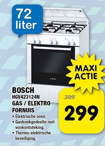 Aanbiedingen Gas - elektro fornuis - Bosch - Geldig van 01/11/2014 tot 16/11/2014 bij Maxwell