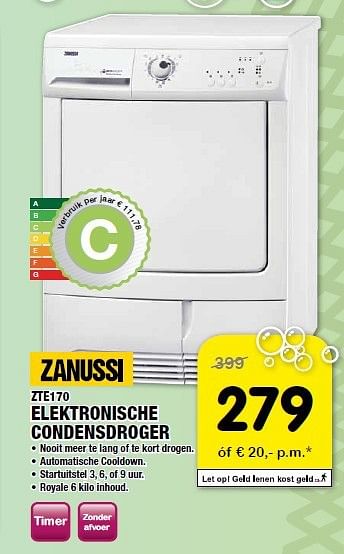 Aanbiedingen Elektronische condensdroger - Zanussi - Geldig van 01/11/2014 tot 16/11/2014 bij Maxwell