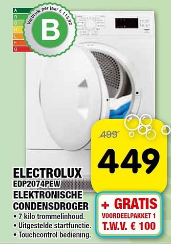 Aanbiedingen Elektronische condensdroger - Electrolux - Geldig van 01/11/2014 tot 16/11/2014 bij Maxwell
