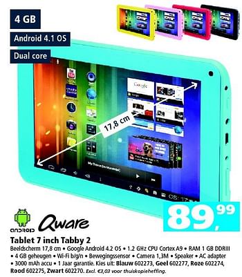 Aanbiedingen Tablet 7 inch tabby 2 - Qware - Geldig van 01/11/2014 tot 16/11/2014 bij Intertoys