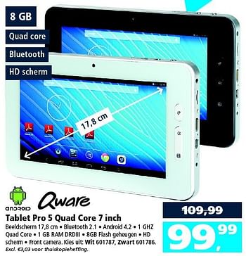 Aanbiedingen Tablet pro 5 quad core 7 inch - Qware - Geldig van 01/11/2014 tot 16/11/2014 bij Intertoys