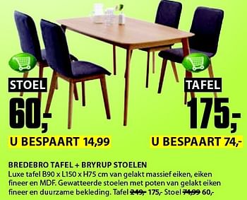 Aanbiedingen Bredebro tafel + bryrup stoelen - Huismerk - Jysk - Geldig van 03/11/2014 tot 16/11/2014 bij Jysk