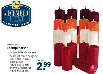 Aanbiedingen Stompkaarsen - Melinera - Geldig van 13/11/2014 tot 16/11/2014 bij Lidl