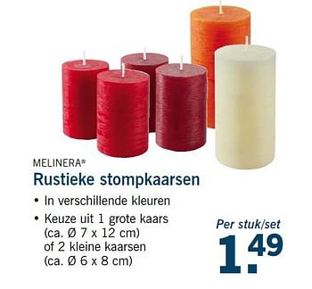 Aanbiedingen Rustieke stompkaarsen - Melinera - Geldig van 13/11/2014 tot 16/11/2014 bij Lidl