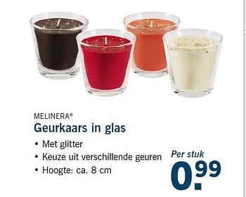Aanbiedingen Geurkaars in glas - Melinera - Geldig van 13/11/2014 tot 16/11/2014 bij Lidl