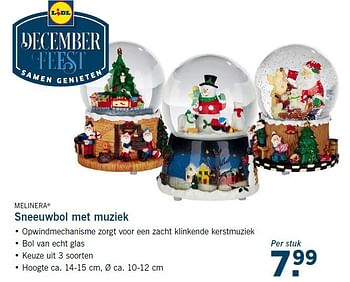 Aanbiedingen Sneeuwbol met muziek - Melinera - Geldig van 13/11/2014 tot 16/11/2014 bij Lidl