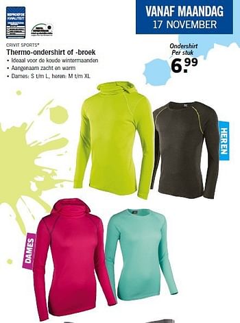 Aanbiedingen Thermo-ondershirt of -broek - Crivit Sports - Geldig van 17/11/2014 tot 16/11/2014 bij Lidl