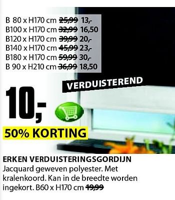 Aanbiedingen Erken verduisteringsgordijn - Huismerk - Jysk - Geldig van 03/11/2014 tot 16/11/2014 bij Jysk