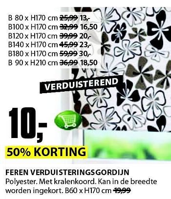 Aanbiedingen Feren verduisteringsgordijn - Huismerk - Jysk - Geldig van 03/11/2014 tot 16/11/2014 bij Jysk