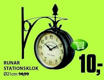 Aanbiedingen Runar stationsklok - Huismerk - Jysk - Geldig van 03/11/2014 tot 16/11/2014 bij Jysk