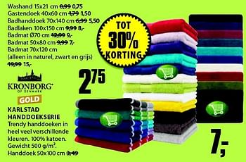 Aanbiedingen Karlstad handdoekserie - Kronborg - Geldig van 03/11/2014 tot 16/11/2014 bij Jysk