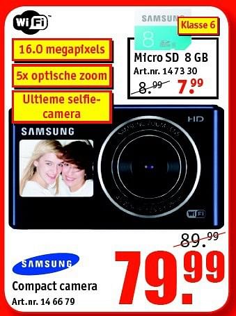 Aanbiedingen Compact camera - Samsung - Geldig van 03/11/2014 tot 16/11/2014 bij Kijkshop