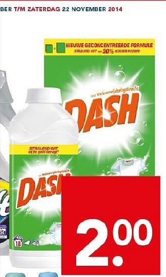 Aanbiedingen Dash - Dash - Geldig van 16/11/2014 tot 22/11/2014 bij Deen Supermarkten