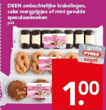 Aanbiedingen Deen ambachtelijke krakelingen,cake mergpijpjes - Huismerk deen supermarkt - Geldig van 16/11/2014 tot 22/11/2014 bij Deen Supermarkten