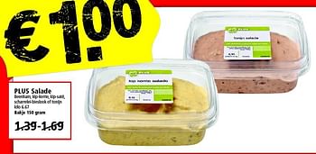 Aanbiedingen Plus salade beenham, kip-kerrie, kip-saté, scharrelei-bieslook of tonijn - Huismerk - Plus - Geldig van 16/11/2014 tot 22/11/2014 bij Plus