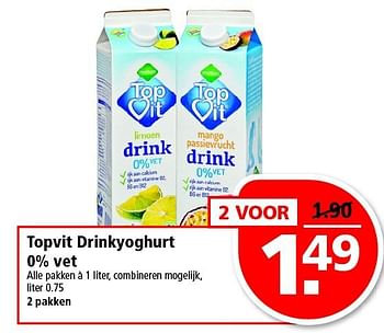 Aanbiedingen Topvit drinkyoghurt 0% vet - Topvit - Geldig van 16/11/2014 tot 22/11/2014 bij Plus