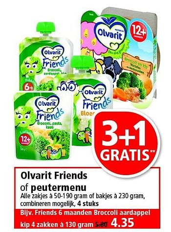 Aanbiedingen Olvarit friends of peutermenu - Olvarit - Geldig van 16/11/2014 tot 22/11/2014 bij Plus