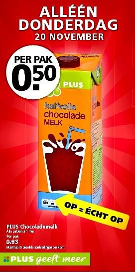 Aanbiedingen Plus chocolademelk - Huismerk - Plus - Geldig van 16/11/2014 tot 22/11/2014 bij Plus