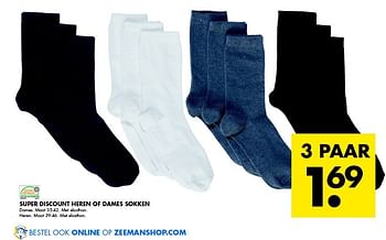 Aanbiedingen Super discount heren of dames sokken - Huismerk - Zeeman  - Geldig van 22/11/2014 tot 06/12/2014 bij Zeeman