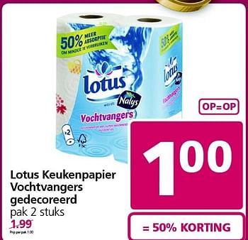 Aanbiedingen Lotus keukenpapier vochtvangers gedecoreerd - Lotus Nalys - Geldig van 03/11/2014 tot 09/11/2014 bij Jan Linders