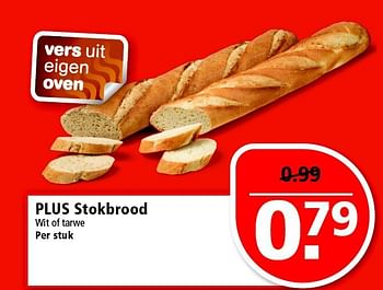 Aanbiedingen Plus stokbrood wit of tarwe - Huismerk - Plus - Geldig van 30/11/2014 tot 06/12/2014 bij Plus