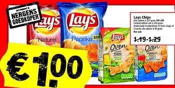 Aanbiedingen Lays chips - Lay's - Geldig van 30/11/2014 tot 06/12/2014 bij Plus
