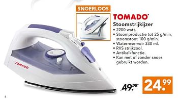Aanbiedingen Stoomstrijkijzer - Tomado - Geldig van 24/11/2014 tot 07/12/2014 bij Blokker