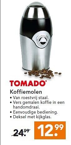 Aanbiedingen Koffiemolen van roestvrij staal - Tomado - Geldig van 24/11/2014 tot 07/12/2014 bij Blokker