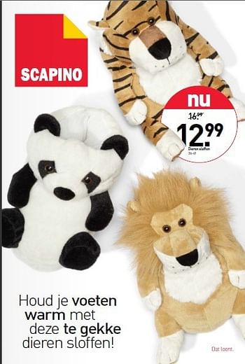 Aanbiedingen Dieren sloffen - Huismerk - Scapino - Geldig van 24/11/2014 tot 07/12/2014 bij Scapino