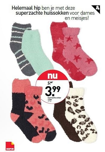 Aanbiedingen Superzachte sokken 2 paar - Huismerk - Scapino - Geldig van 24/11/2014 tot 07/12/2014 bij Scapino