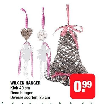 Aanbiedingen Wilgen hanger klok 40 cm deco hanger diverse soorten, 25 cm - Huismerk - Big Bazar - Geldig van 01/12/2014 tot 07/12/2014 bij Big Bazar