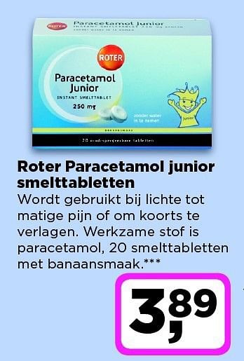 Aanbiedingen Roter paracetamol junior smelttabletten - Roter - Geldig van 02/12/2014 tot 08/12/2014 bij Dirx Drogisterijen