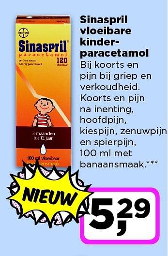 Aanbiedingen Sinaspril vloeibare kinderparacetamol - Sinaspril - Geldig van 02/12/2014 tot 08/12/2014 bij Dirx Drogisterijen