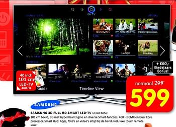 Aanbiedingen Samsung 3d full hd smart led-tv - Samsung - Geldig van 01/12/2014 tot 07/12/2014 bij It's Electronics