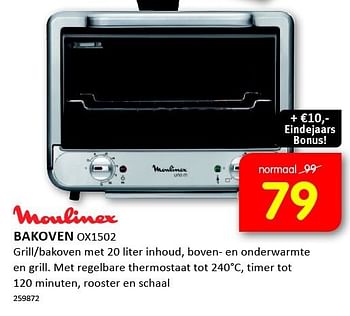 Aanbiedingen Bakoven grill-bakoven met 20 liter inhoud - Moulinex - Geldig van 01/12/2014 tot 07/12/2014 bij It's Electronics