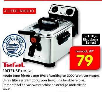 Aanbiedingen Friteuse koude zone friteuse met rvs afwerking - Tefal - Geldig van 01/12/2014 tot 07/12/2014 bij It's Electronics