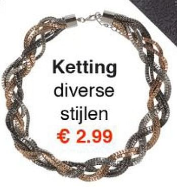 Aanbiedingen Ketting diverse stijlen - Huismerk - Wibra - Geldig van 01/12/2014 tot 13/12/2014 bij Wibra