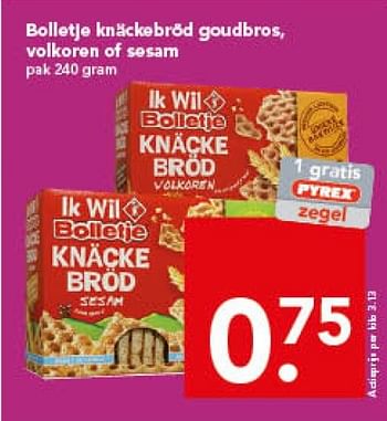 Aanbiedingen Bolletje knackebrod goudbros, volkoren of sesam - Bolletje - Geldig van 07/12/2014 tot 13/12/2014 bij Deen Supermarkten