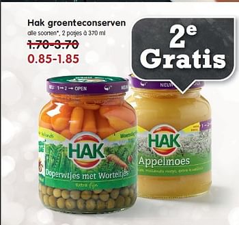 Aanbiedingen Hak groenteconserven - Hak - Geldig van 07/12/2014 tot 13/12/2014 bij Em-té