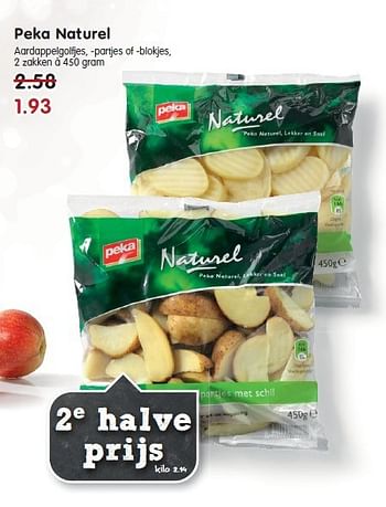 Aanbiedingen Peka naturel aardappelgolfjes, -partjes of -blokjes - Peka - Geldig van 07/12/2014 tot 13/12/2014 bij Em-té