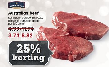 Aanbiedingen Australian beef rumpsteak, sucade, entrecôte - Heerlyckheeden - Geldig van 14/12/2014 tot 20/12/2014 bij Em-té