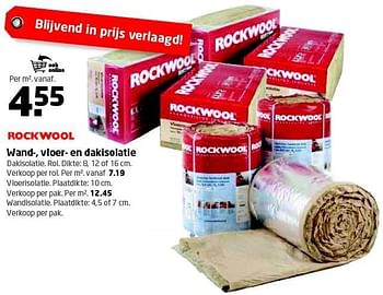 Aanbiedingen Wand-, vloer- en dakisolatie dakisolatie. rol - Rockwool - Geldig van 08/12/2014 tot 21/12/2014 bij Formido