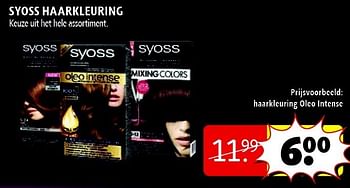 Aanbiedingen Syoss haarkleuring keuze uit het hele assortiment - Syoss - Geldig van 09/12/2014 tot 21/12/2014 bij Kruidvat