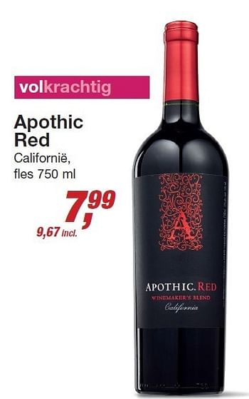 Aanbiedingen Apothic red californië - Rode wijnen - Geldig van 03/12/2014 tot 24/12/2014 bij Makro