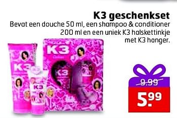 Aanbiedingen K3 geschenkset bevat een douche een shampoo + conditioner - K3 - Geldig van 09/12/2014 tot 21/12/2014 bij Trekpleister