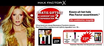 Aanbiedingen Foundation skin luminizer+lipgloss max colour effect - Max Factor - Geldig van 09/12/2014 tot 21/12/2014 bij Trekpleister