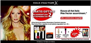 Aanbiedingen Foundation skin luminizer+lipgloss max colour effect - Max Factor - Geldig van 09/12/2014 tot 21/12/2014 bij Trekpleister