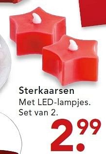 Aanbiedingen Sterkaarsen met led-lampjes. set van 2 - Huismerk - Blokker - Geldig van 01/12/2014 tot 24/12/2014 bij Blokker